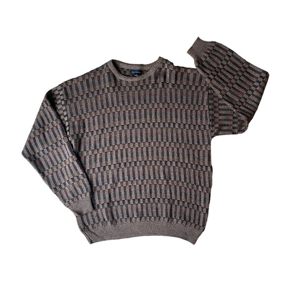 Vintage Eclectic Grandpa Sweater Men Brown Stripes Academia 80s Indie Grunge-XL - Picture 5 of 11